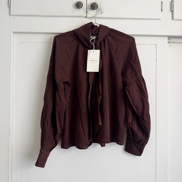 Sezane Tazia Blouse - Deep Brown - Picture 1 of 6